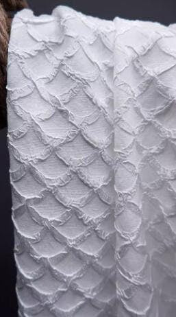 High quality black/white color 3D fish scale style jacquard fabric, texture fabric, handmade DIY creative designer fabric for Summer dress