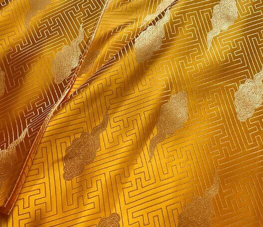 Gold yellow color brocade fabric, jacquard fabric, brocade fabric, fabric by the yard