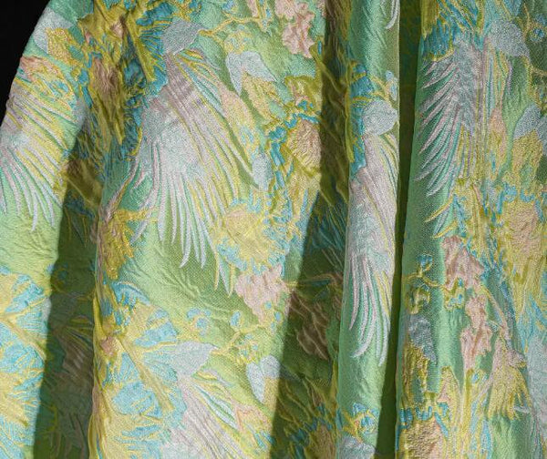 Jacquard Fabric, Green Color Jacquard Fabric, Flower Texture Fabric, Designer Fabric,  Wedding Jacket Dress Fabric, by the yard