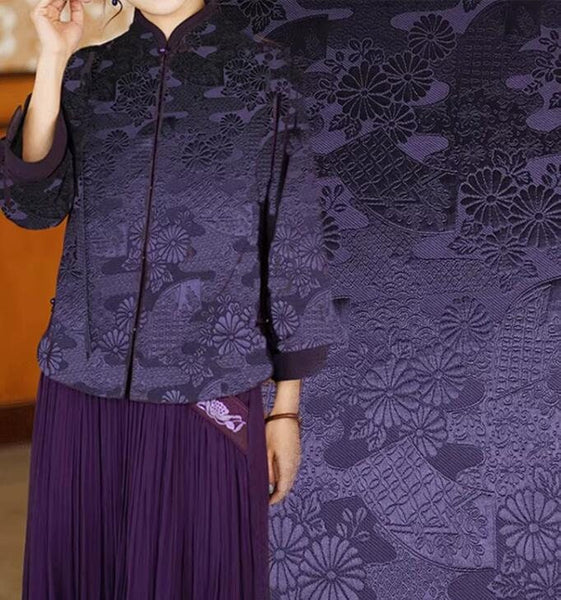 High quality purple color jacquard fabric, soft wedding jacquard fabric, fabric by the yard