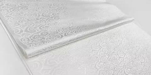 Off-white color brocade fabric with cloud pattern, jacquard fabric, by the yard