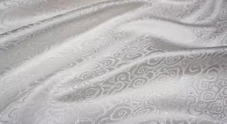 Off-white color brocade fabric with cloud pattern, jacquard fabric, by the yard