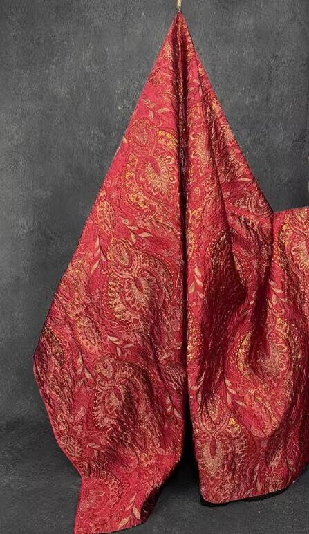 Red gold color jacquard fabric, fashion jacquard fabric, cosplay dress fabric, fabric by the yard