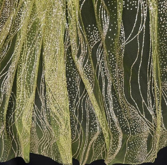 Light yellow green color mesh fabric, water wave mesh fabric, wedding glitter mesh fabric, cosplay dress fabric, decor glitter mesh