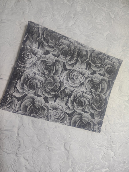 High quality black grey color jacquard fabric, cosplay dress fabric, 3D rose pattern jacquard fabric, fabric by the yard