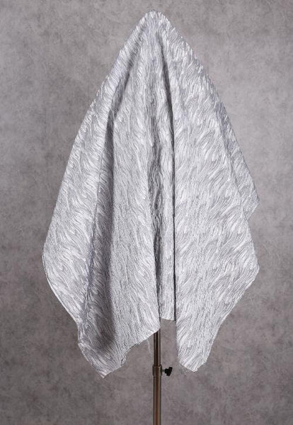 High quality silver grey color jacquard fabric, feather style jacquard, flowing water style cosplay dress fabric,  fabric by the yard