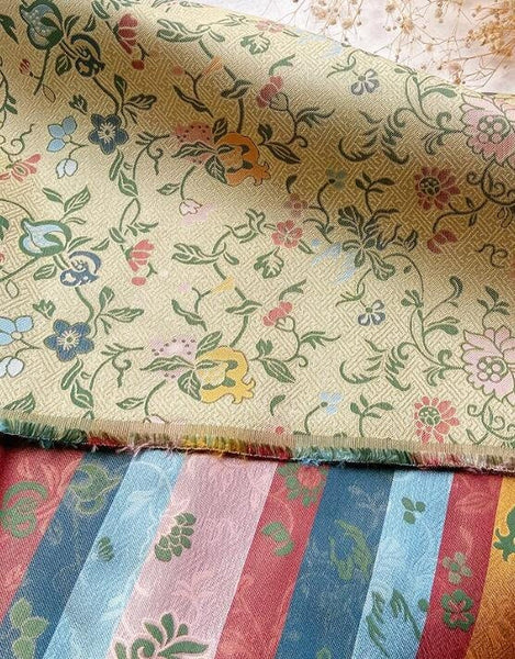 Light gold color with pomegranate flower pattern, wedding jacquard fabric, Chinese style jacquard fabric, jacket dress fabric,