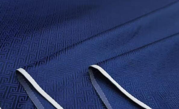 Navy blue color brocade fabric, jacquard fabric, fabric by the yard