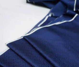 Navy blue color brocade fabric, jacquard fabric, fabric by the yard