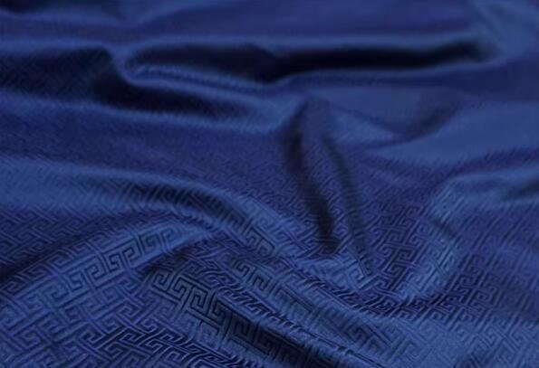 Navy blue color brocade fabric, jacquard fabric, fabric by the yard