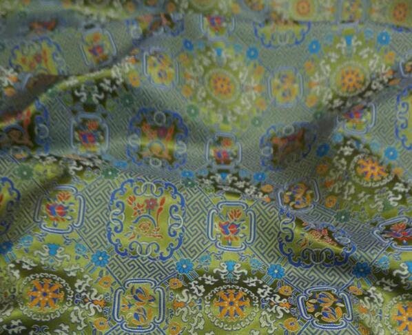 Green Color Brocade Fabric, jacquard fabric, fabric by the yard