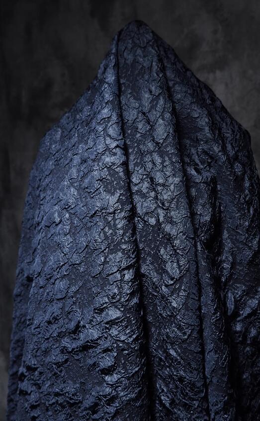 Dark navy blue color jacquard fabric, wedding jacquard fabric, 3D pattern jacquard fabric, fabric by the yard