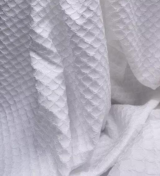 High quality black/white color 3D fish scale style jacquard fabric, texture fabric, handmade DIY creative designer fabric for Summer dress