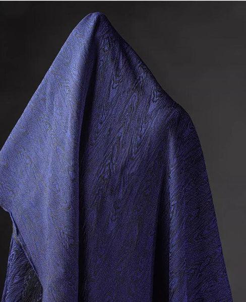 ON SALE, Black blue color wood patterned jacquard fabric texture pattern jacket bag clothing designer fabric Fabric by the yard