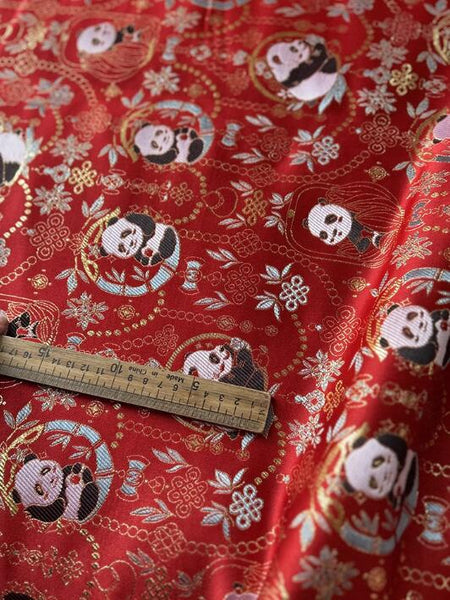 Panda bamboo brocade fabric, Hanfu skirt, children's clothing vest fabric, DIY jacquard fabric