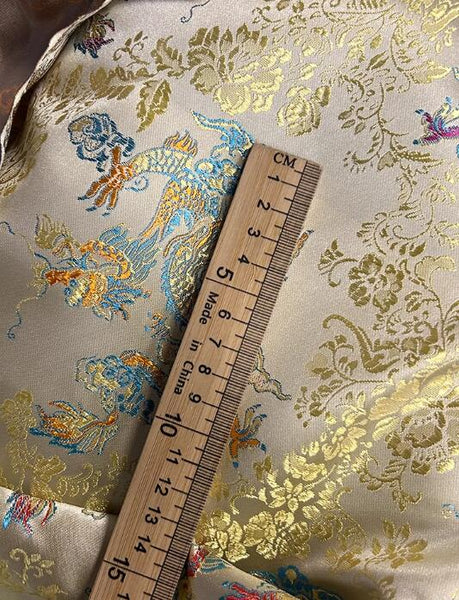 Blue purple color dragon brocade fabric, light gold color with dragon pattern jacquard fabric, fabric by the yard