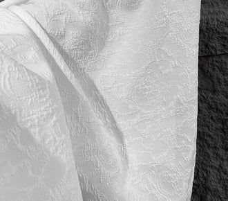 Off-white Color Jacquard Texture Fabric, Wedding Jacquard Fabric, Designer Fabric, Relief Fabric, Pleated Texture Background Fabric