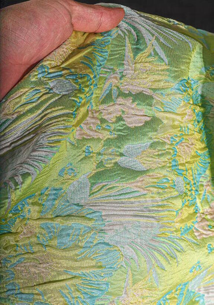 Jacquard Fabric, Green Color Jacquard Fabric, Flower Texture Fabric, Designer Fabric,  Wedding Jacket Dress Fabric, by the yard