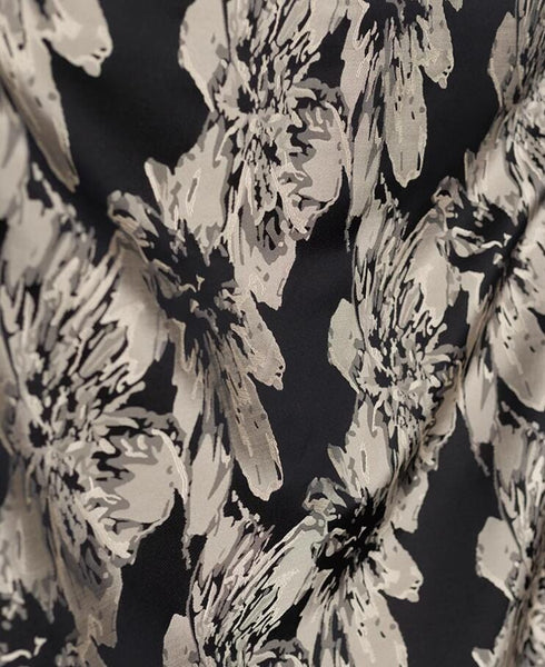 Black color jacquard fabric with big flower pattern, wedding skirt jacquard fabric, fabric by the yard