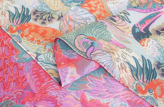 Color birds jacquard fabric , wedding jacquard fabric, cosplay dress fabric, fabric by the yard