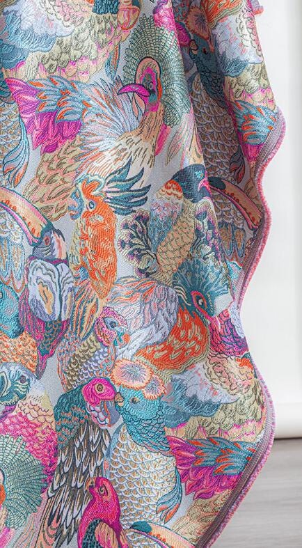 Color birds jacquard fabric , wedding jacquard fabric, cosplay dress fabric, fabric by the yard