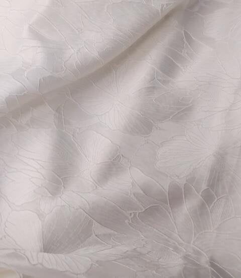 High Quality Off-white Color Lotus Style Jacquard Fabric, Wedding Dress Jacquard Fabric, Fabric by the yard