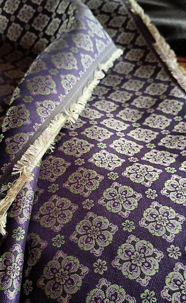 Wide Brocade Fabric, Purple Green Color Brocade Fabric, Flower Style Brocade Fabric, Cosplay Dress Fabric, by the yard