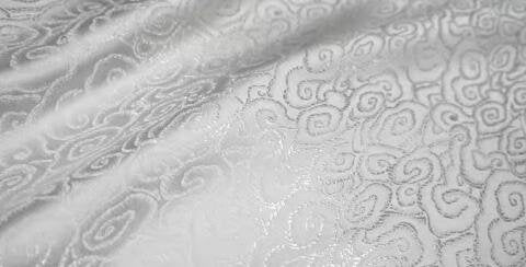 Off-white color brocade fabric with cloud pattern, jacquard fabric, by the yard
