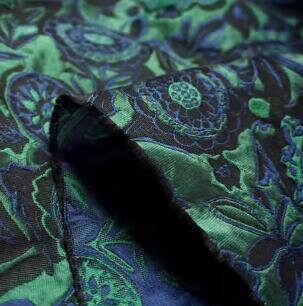 High quality dark green blue color jacquard fabric, wedding jacquard fabric, cosplay dress fabric