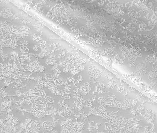 Off-white color brocade fabric with dragon pattern, jacquard fabric, wedding dress fabric, fabric by the yard-59inches/150cm