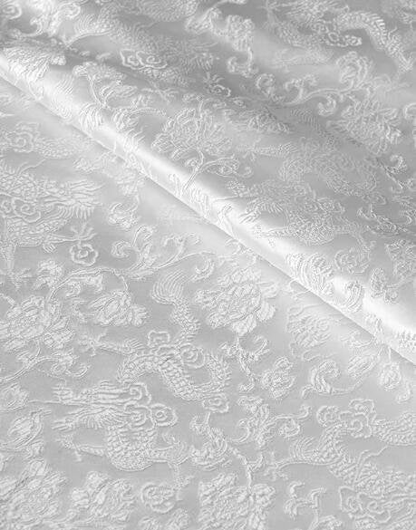 Off-white color brocade fabric with dragon pattern, jacquard fabric, wedding dress fabric, fabric by the yard-59inches/150cm