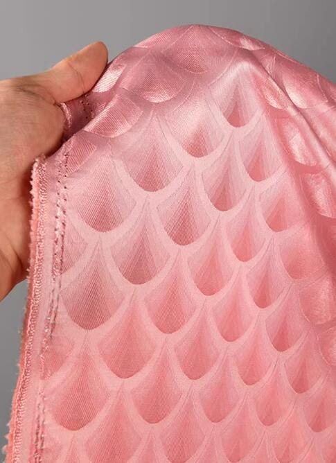 Pink color brocade fabric with feather style, jacquard fabric,  cosplay dress fabric, by the yard