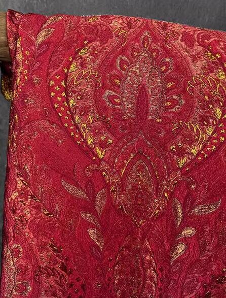 Red gold color jacquard fabric, fashion jacquard fabric, cosplay dress fabric, fabric by the yard