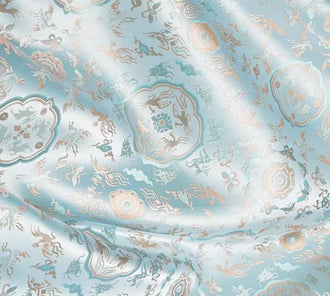 Light blue color brocade fabric, jacquard fabric, by the yard