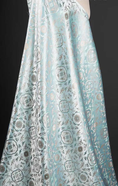 Light blue color brocade fabric, jacquard fabric, by the yard