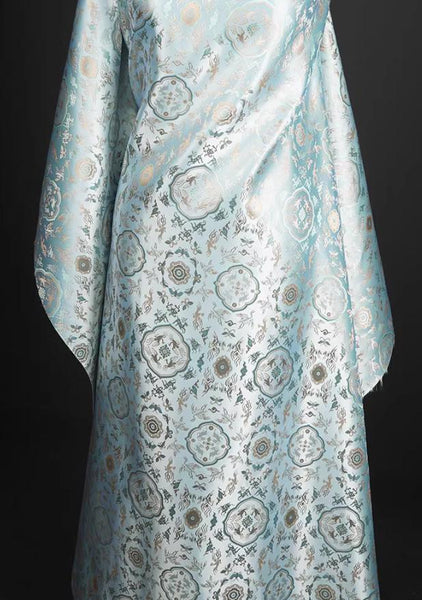 Light blue color brocade fabric, jacquard fabric, by the yard