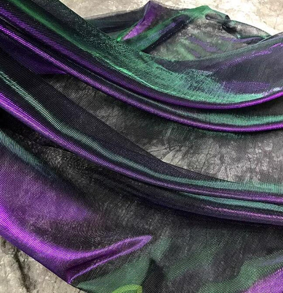 Green purple color gradient mesh fabric, wedding party dress fabric, soft mesh fabric, by the yard