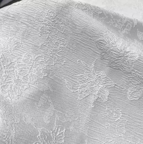 Off-white color jacquard fabric, flower jacquard, wedding dress fabric, cosplay dress fabric, fabric by the yard