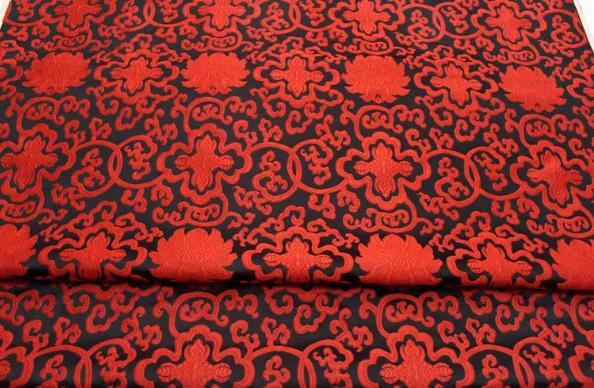Black red color brocade fabric, jacquard fabric, flower style brocade fabric, cosplay dress fabric, by the yard