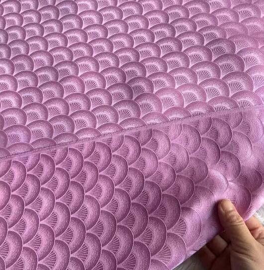 Pink purple color silk jacquard fabric with fan pattern, wedding dress fabric, Cosplay dress fabric