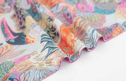 Color birds jacquard fabric , wedding jacquard fabric, cosplay dress fabric, fabric by the yard