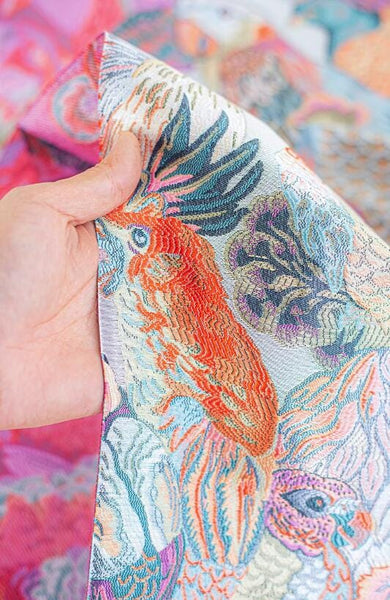 Color birds jacquard fabric , wedding jacquard fabric, cosplay dress fabric, fabric by the yard