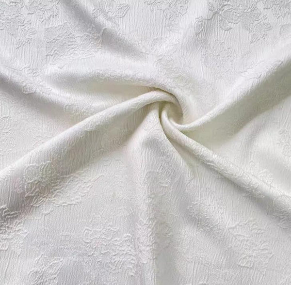 Off-white color jacquard fabric, flower jacquard, wedding dress fabric, cosplay dress fabric, fabric by the yard