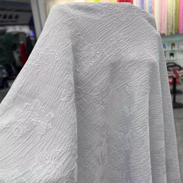 Off-white color jacquard fabric, flower jacquard, wedding dress fabric, cosplay dress fabric, fabric by the yard