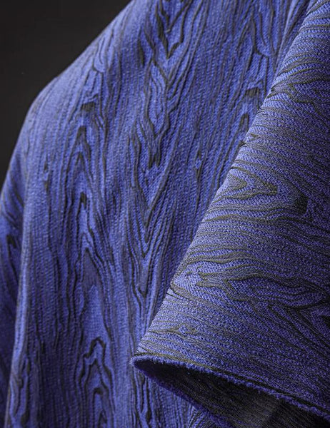 High quality blue/black jacquard fabric, grain style jacquard fabric, wedding fabric, cosplay dress fabric,  fabric by the yard