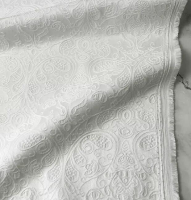 Autumn fabric, off-white color jacquard fabric, wedding jacket dress fabric,  cosplay dress fabric,  fabric by the yard