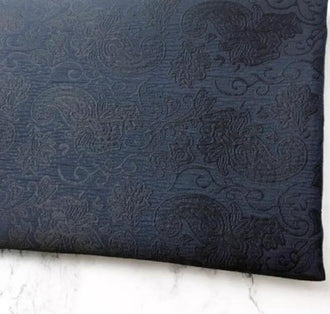 Autumn fabric, navy blue color jacquard fabric, wedding jacket dress fabric,  cosplay dress fabric,  fabric by the yard