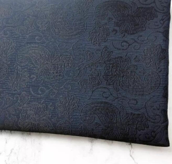 Autumn fabric, navy blue color jacquard fabric, wedding jacket dress fabric,  cosplay dress fabric,  fabric by the yard