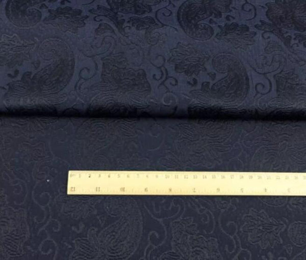 Autumn fabric, navy blue color jacquard fabric, wedding jacket dress fabric,  cosplay dress fabric,  fabric by the yard