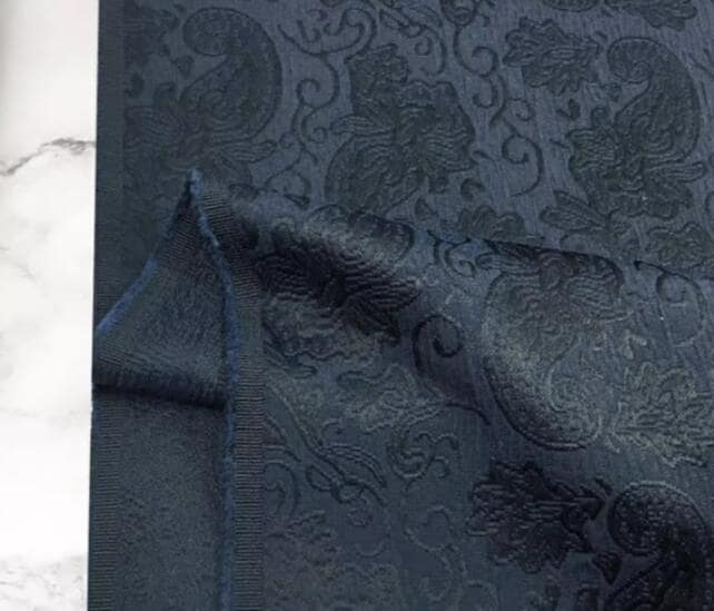Autumn fabric, navy blue color jacquard fabric, wedding jacket dress fabric,  cosplay dress fabric,  fabric by the yard